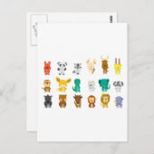 Cute-dierengroep Briefkaart (Voorkant / Achterkant)
