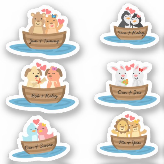 Cute Dierenkoppels Stickers (Voorkant)