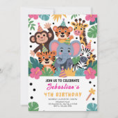 Cute dierentuin dieren kinderfeestje kaart (Voorkant)