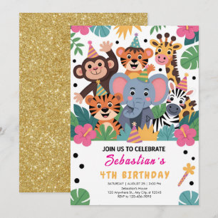 Cute dierentuin dieren kinderfeestje kaart