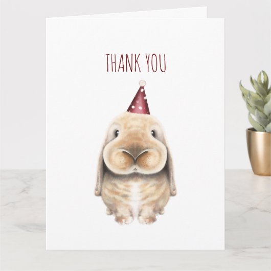 Cute Digitale Konijn Bedankkaart Kaart (Kleine Plant)