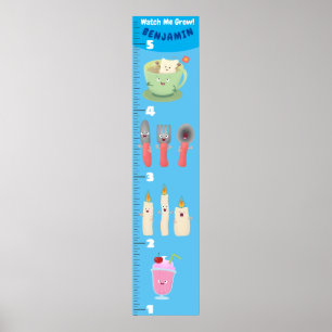 Cute dining table utilt cartoon growth chart poster