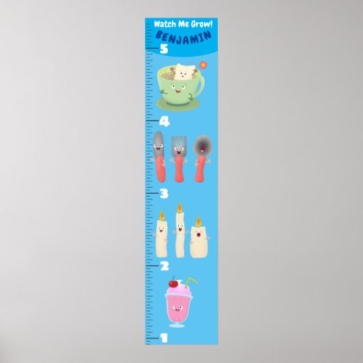 Cute dining table utilt cartoon growth chart poster (Voorkant)