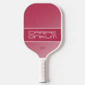 Cute Dink Pun Quote Gradient Initiaal Magenta Red Pickleball Paddle (Voorkant)