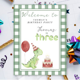 Cute Dino 3rd Birthday Party  Poster