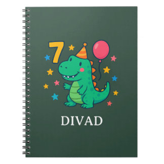 Cute Dino 7e verjaardagsfeestje ontwerp Notitieboek
