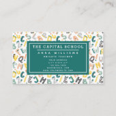 Cute Dino Alfabet - Leraar | Privé Docent Visitekaartje (Voorkant)