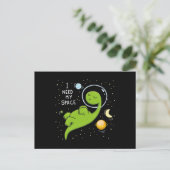Cute dino astronaut briefkaart (Staand voorkant)