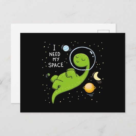 Cute dino astronaut briefkaart (Voorkant / Achterkant)