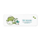 Cute Dino Baby Boy Shower Return Address Etiket (Voorkant)