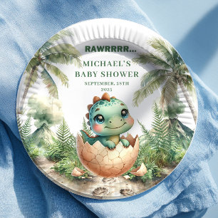 Cute Dino Baby Shower Namenbordjes komen eraan Papieren Bordje