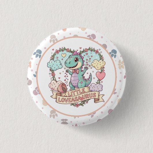 Cute Dino Birthday Party Ronde Button 3,2 Cm (Voorkant)