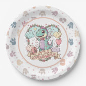 Cute Dino Birthday Personalized Papieren Bordje (Voorkant)