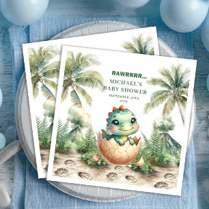 Cute Dino Boy Baby Shower Komt Eerder Uit Servette Servet
