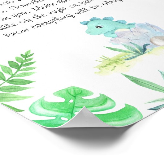 Cute Dino Boy Baby shower 'Late Night Diaper' Poster (Hoek)