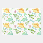 Cute Dino Boys Dinosaur personaliseert 1e verjaard Inpakpapier Vel (Voorkant 2)