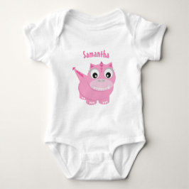 Cute Dino Cartoon Girly Pink Baby Romper