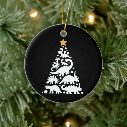 Cute Dino Christmas Tree Funny Dinosaur Holiday Keramisch Ornament (Boom)