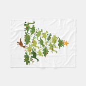 Cute Dino Christmas Tree Merry Dinomas Xmas Lights Fleece Deken (Voorkant (Horizontaal))