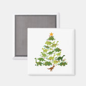 Cute Dino Christmas Tree Merry Dinomas Xmas Lights Magneet (Voorkant / Achterkant)