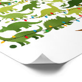 Cute Dino Christmas Tree Merry Dinomas Xmas Lights Poster (Hoek)