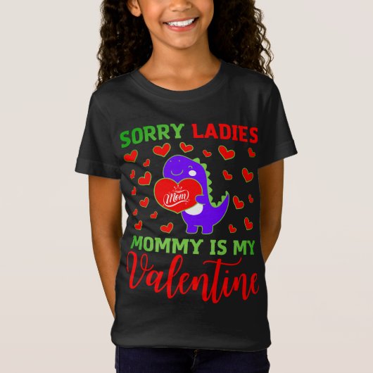 Cute Dino, dames mama is mijn valentijndag T-shirt (Voorkant)