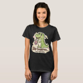 Cute Dino drinking bubble tea, boba tea T-shirt (Voorkant volledig)