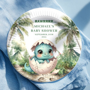Cute Dino Ei Baby Shower Komt Eruit Borden Papieren Bordje