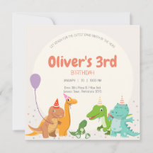 Cute Dino Feestje 3e Verjaardag