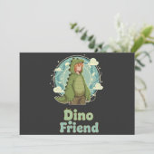 Cute Dino Friend Anime Boy - Green Dinosaur Save The Date (Staand voorkant)