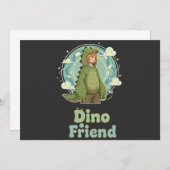 Cute Dino Friend Anime Boy - Green Dinosaur Save The Date (Voorkant / Achterkant)