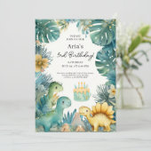 Cute Dino Jungle Birthday Theme Kaart (Staand voorkant)