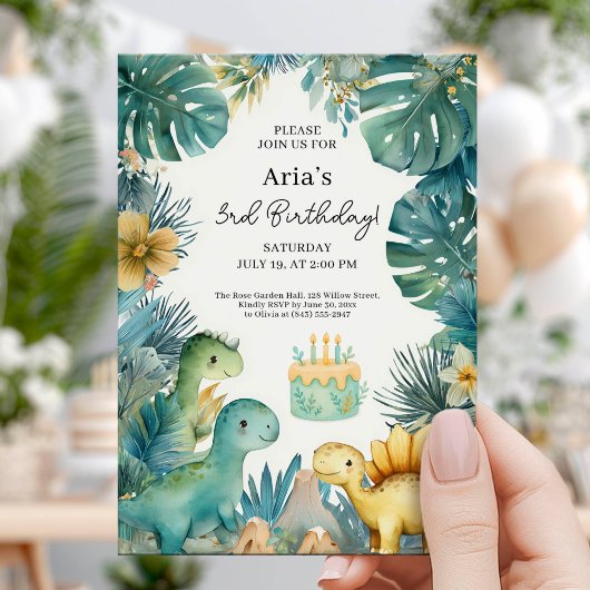 Cute Dino Jungle Verjaardagsthema Kaart