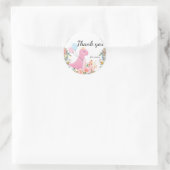 Cute dino kroonballonflora ronde sticker (Tas)