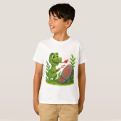 Cute Dino Kunstenaar T-Shirt (Voorkant volledig)