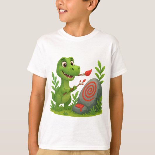 Cute Dino Kunstenaar T-Shirt (Voorkant)