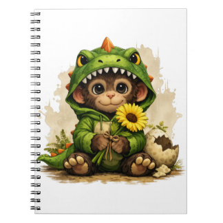 Cute Dino Monkey Notebook – Kawaii Animal Notitieboek