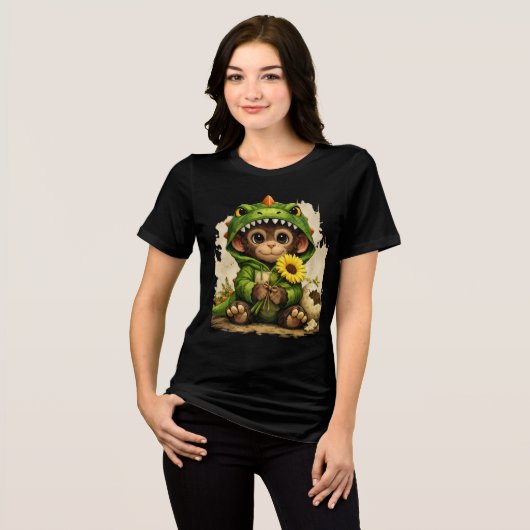 Cute Dino Monkey T-Shirt – Adorable Animal Gift (Voorkant volledig)