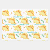 Cute Dino Party Boys Dinosaur Name & Age Inpakpapier Vel (Voorkant 3)
