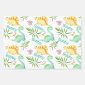 Cute Dino Party Boys Dinosaur Name & Age Inpakpapier Vel (Voorkant 2)