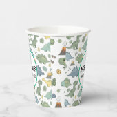 Cute Dino Pattern Customizable Birthday Paper Cup Papieren Bekers (Links)