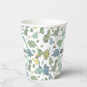 Cute Dino Pattern Customizable Birthday Paper Cup Papieren Bekers (Rechts)