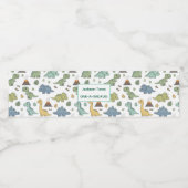 Cute Dino Pattern Customizable Party Label Set Waterfles Etiket (Enkel label)