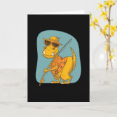 Cute Dino Rex die Kinder cadeaus Vist Kaart (Gele Bloem)