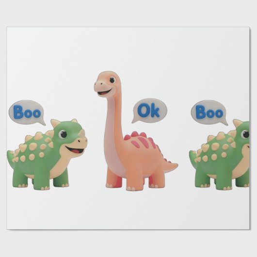 Cute Dino surprise Wrapping Paper Cadeaupapier (Vlak)