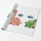 Cute Dino surprise Wrapping Paper Cadeaupapier (Uitgerold)