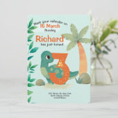 Cute Dino thema verjaardagsfeestje voor kinderen Kaart (Staand voorkant)