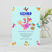 Cute Dino ThUnited Kind Birthday Party Kaart (Staand voorkant)