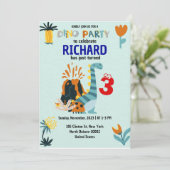 Cute Dino ThUnited Kind Birthday Party Kaart (Staand voorkant)