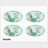 Cute Dino ThUnited Kind Birthday Party Ovale Sticker (Vel)